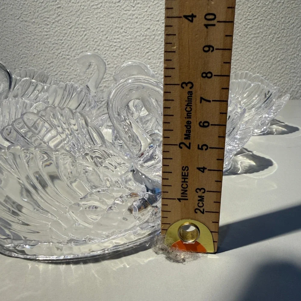 Regaline Swan Nut Candy Dishes Set of 6 Clear Plastic MCM 430 Made in USA
